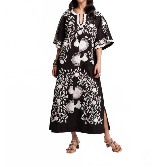 FRANCES VALENTINE Dresses & Skirts - NEW FRANCES VALENTINE charming caftan peacock embroidery